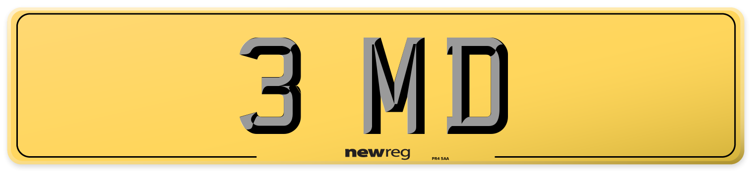 3 MD Rear Number Plate