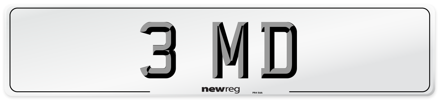 3 MD Front Number Plate