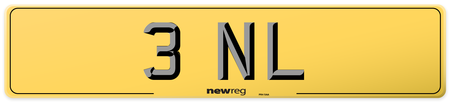 3 NL Rear Number Plate