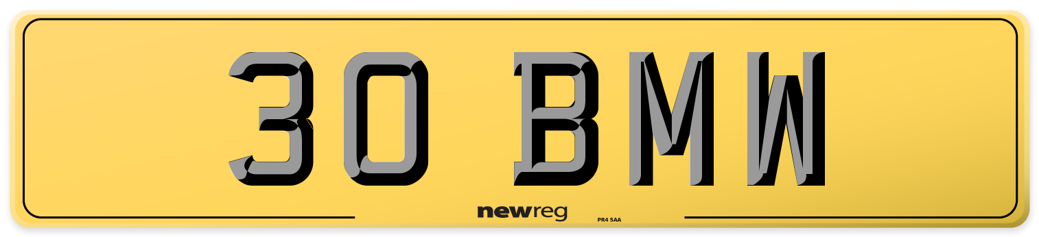 30 BMW Rear Number Plate