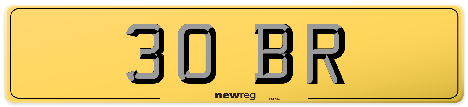 30 BR Rear Number Plate
