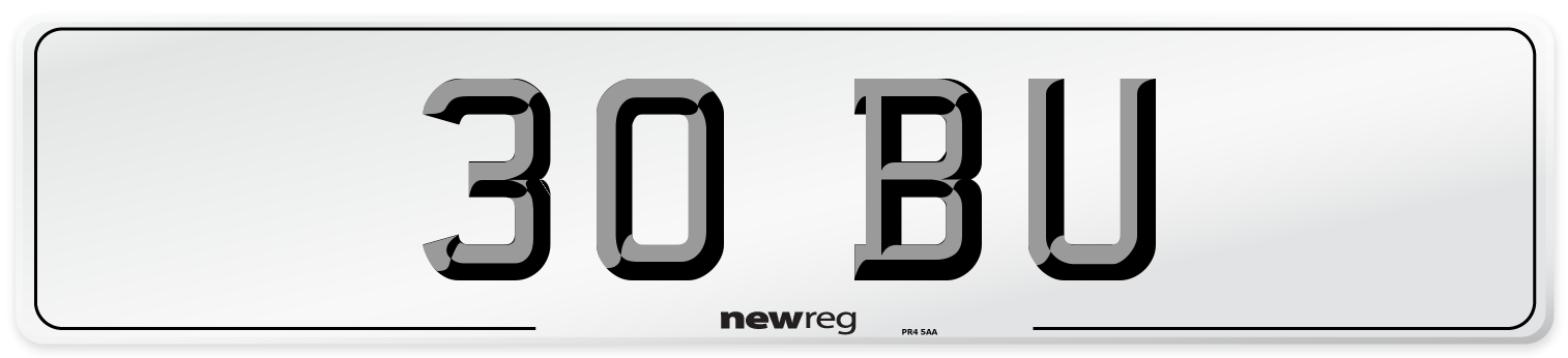 30 BU Front Number Plate