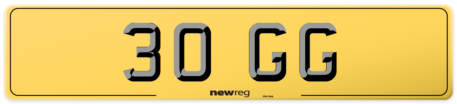 30 GG Rear Number Plate