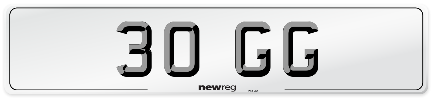 30 GG Front Number Plate