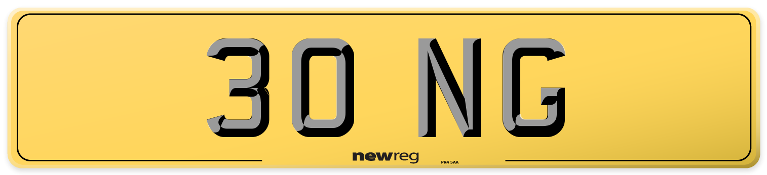 30 NG Rear Number Plate