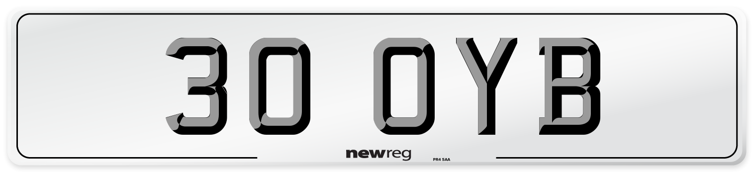 30 OYB Front Number Plate