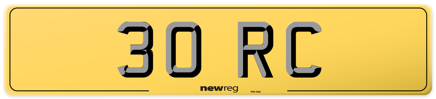 30 RC Rear Number Plate