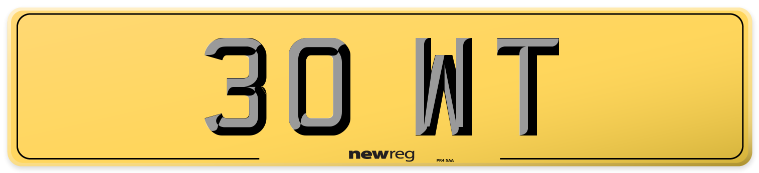 30 WT Rear Number Plate