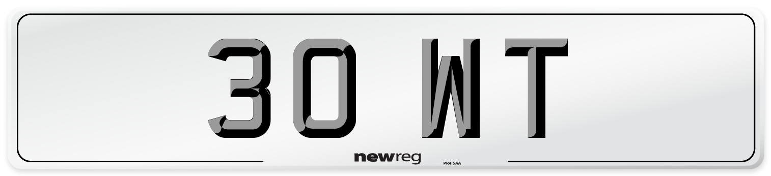 30 WT Front Number Plate