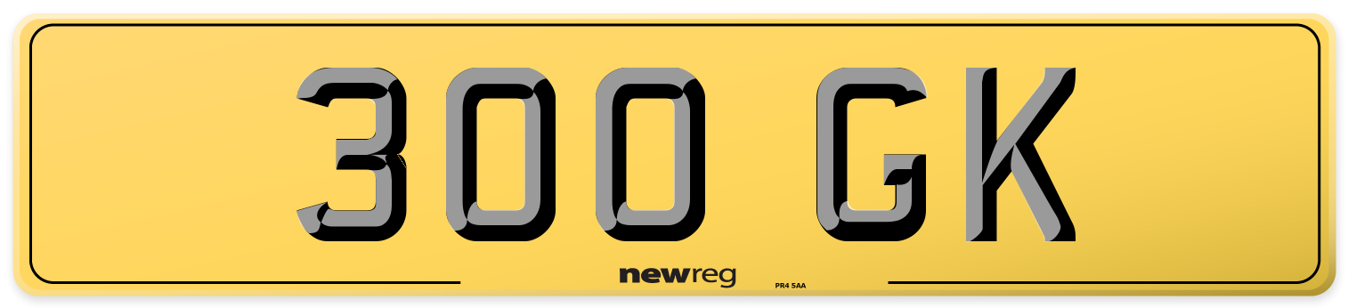 300 GK Rear Number Plate