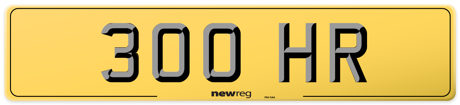 300 HR Rear Number Plate