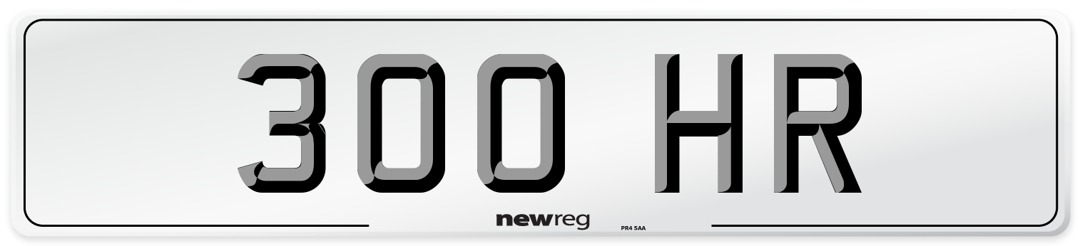 300 HR Front Number Plate