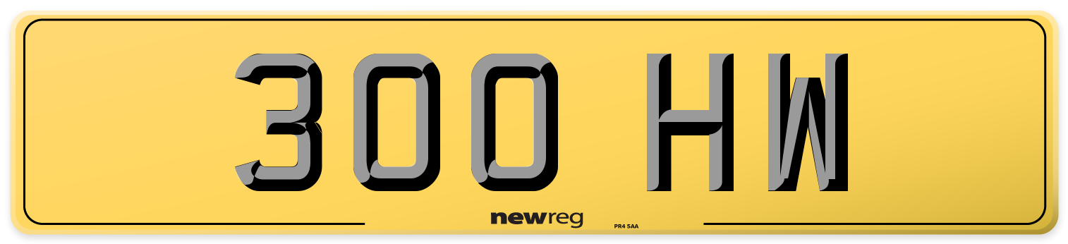300 HW Rear Number Plate