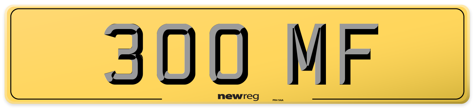 300 MF Rear Number Plate