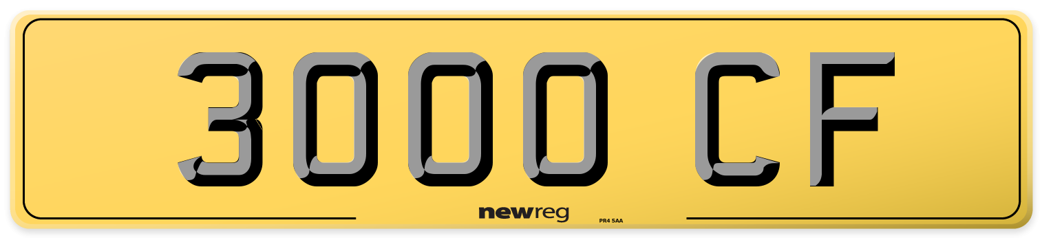 3000 CF Rear Number Plate