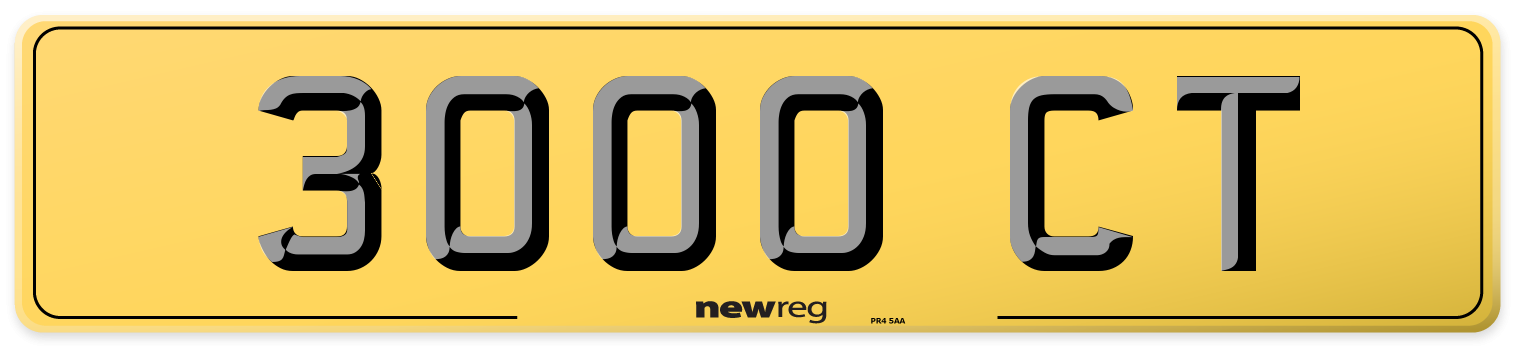 3000 CT Rear Number Plate