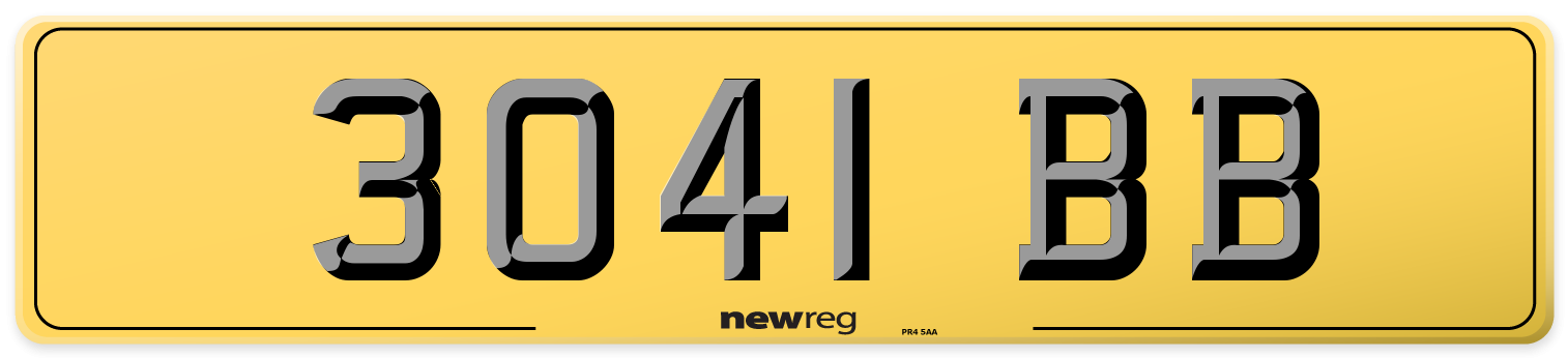 3041 BB Rear Number Plate
