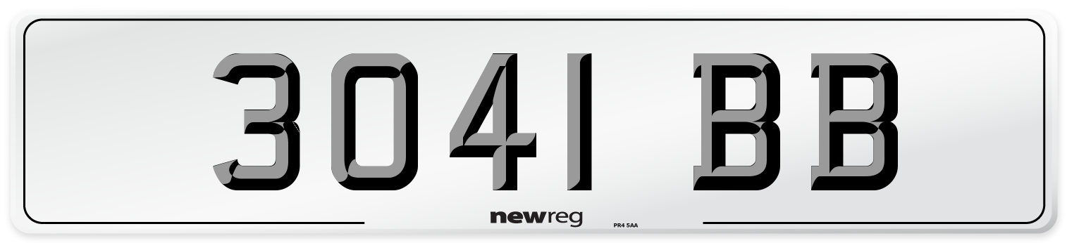 3041 BB Front Number Plate