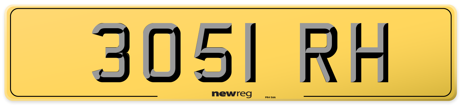 3051 RH Rear Number Plate