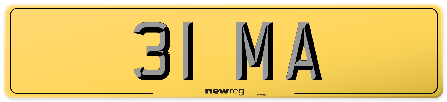 31 MA Rear Number Plate