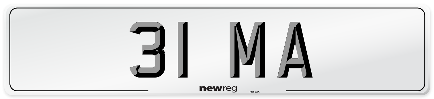31 MA Front Number Plate