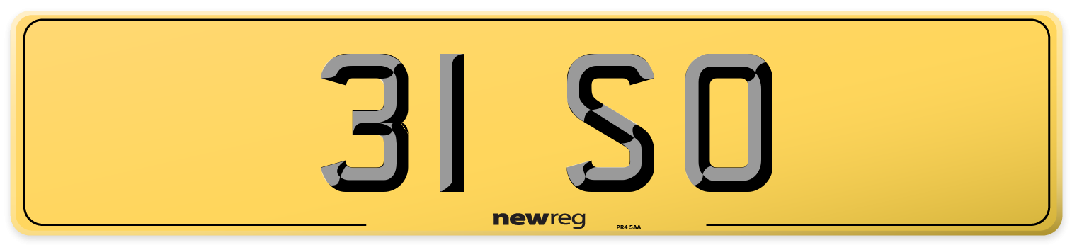 31 SO Rear Number Plate