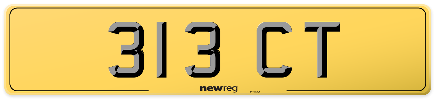 313 CT Rear Number Plate