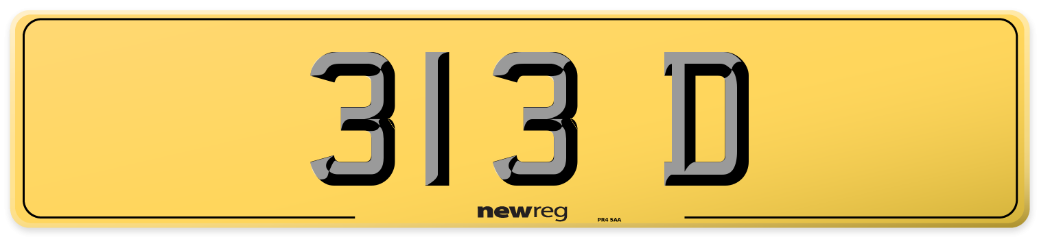 313 D Rear Number Plate