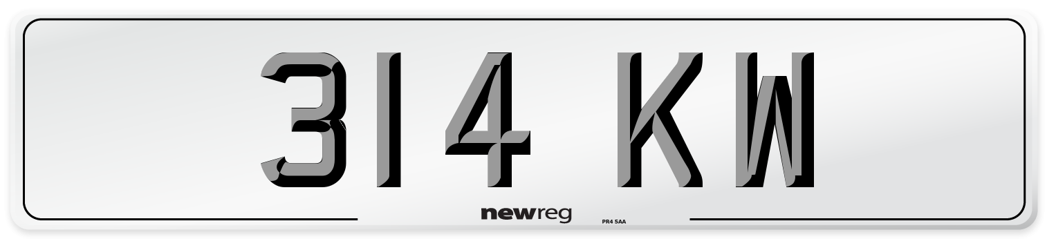 314 KW Front Number Plate