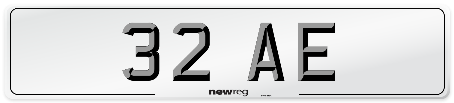 32 AE Front Number Plate