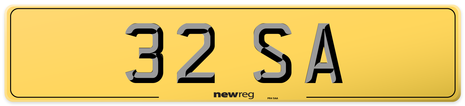 32 SA Rear Number Plate