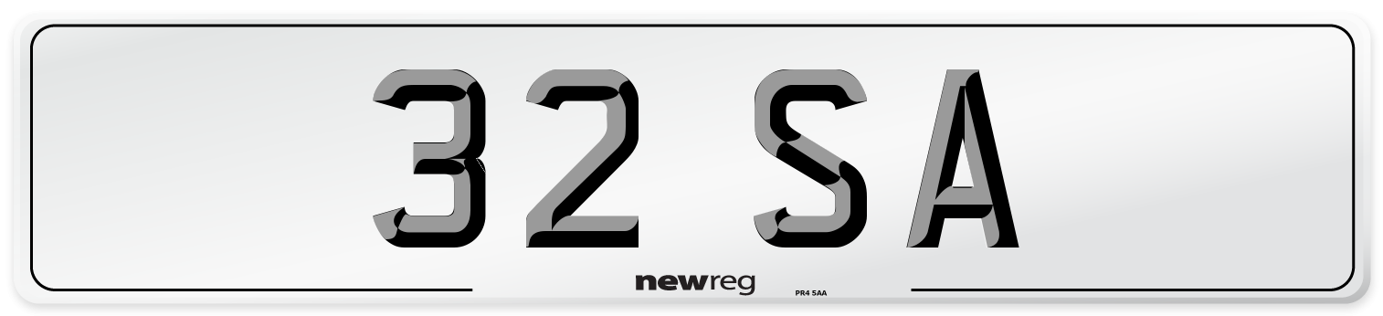 32 SA Front Number Plate