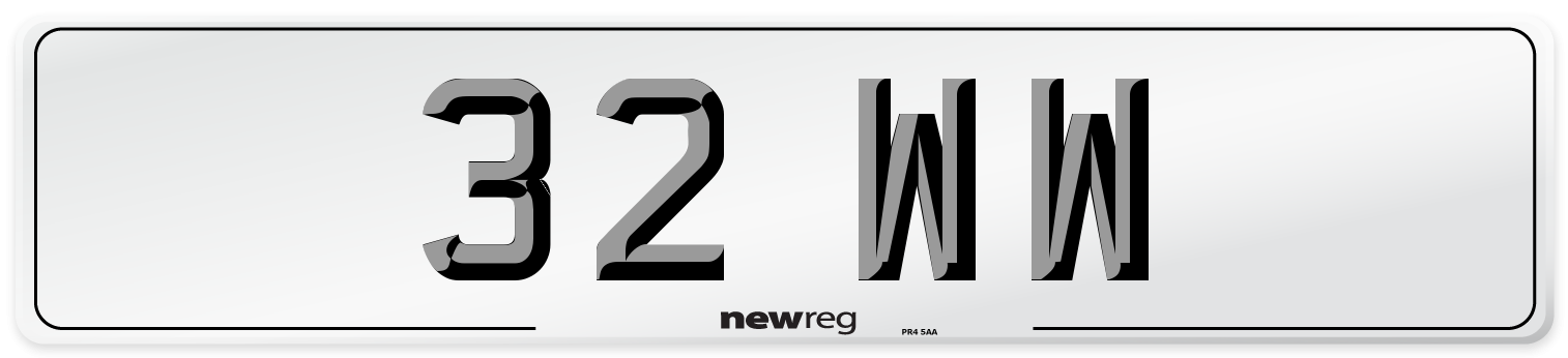 32 WW Front Number Plate