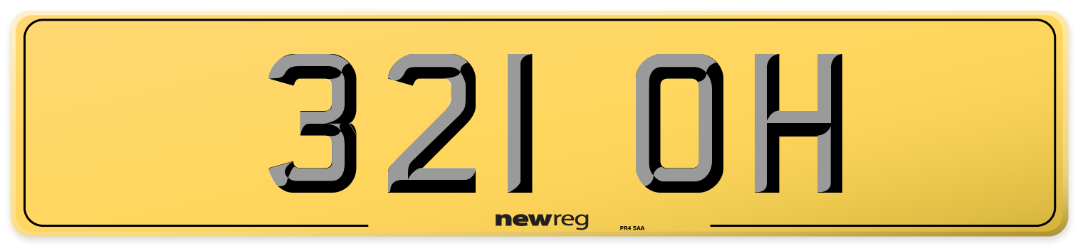321 OH Rear Number Plate