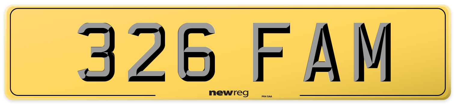 326 FAM Rear Number Plate