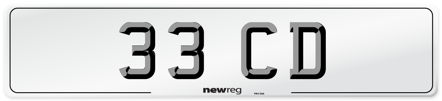 33 CD Front Number Plate