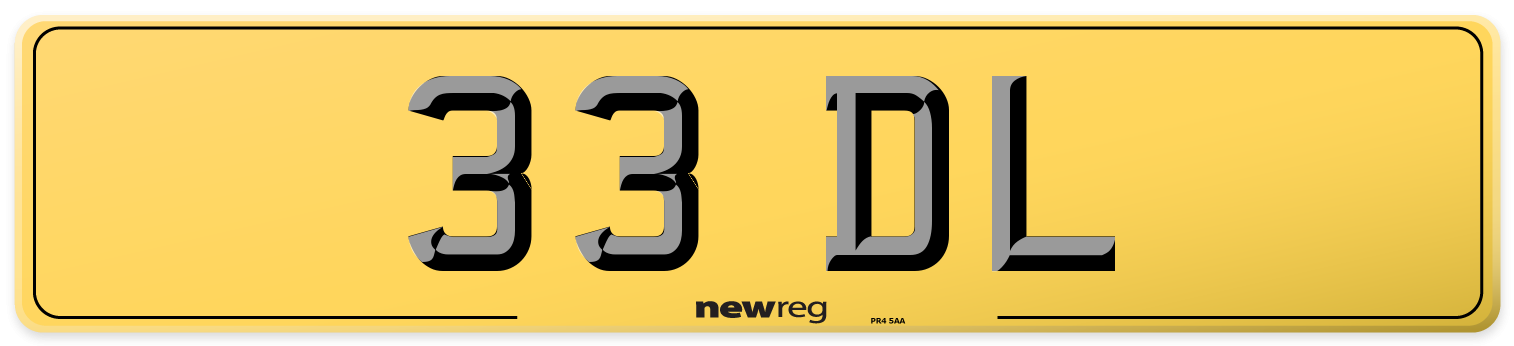 33 DL Rear Number Plate