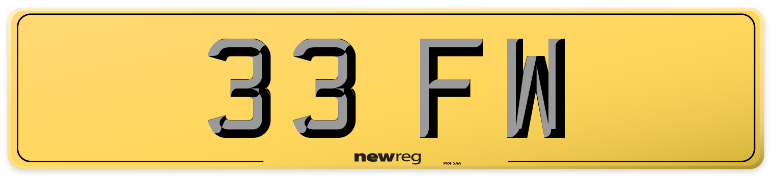 33 FW Rear Number Plate