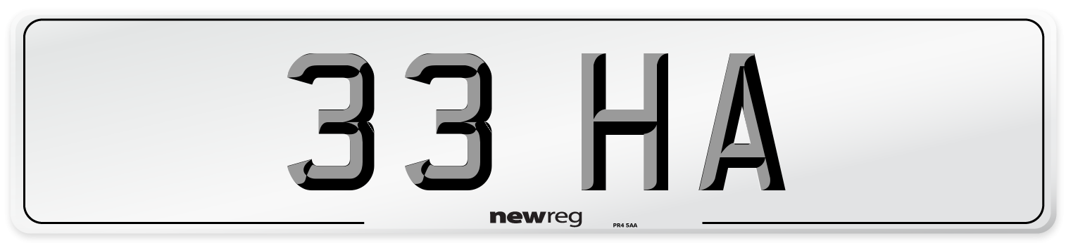 33 HA Front Number Plate