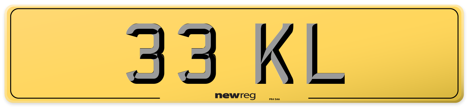 33 KL Rear Number Plate