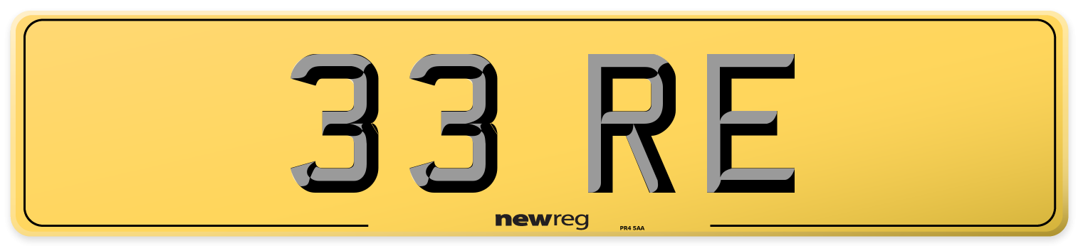 33 RE Rear Number Plate