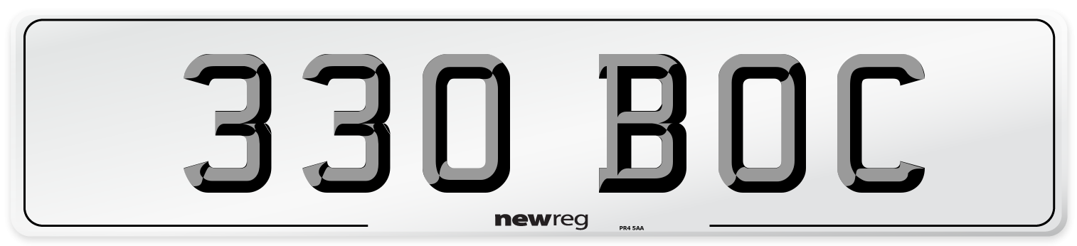 330 BOC Front Number Plate