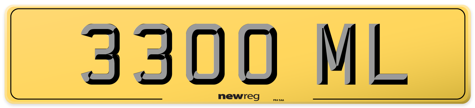 3300 ML Rear Number Plate