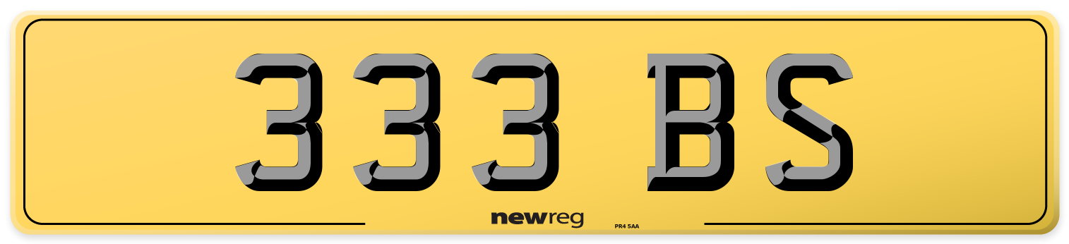 333 BS Rear Number Plate
