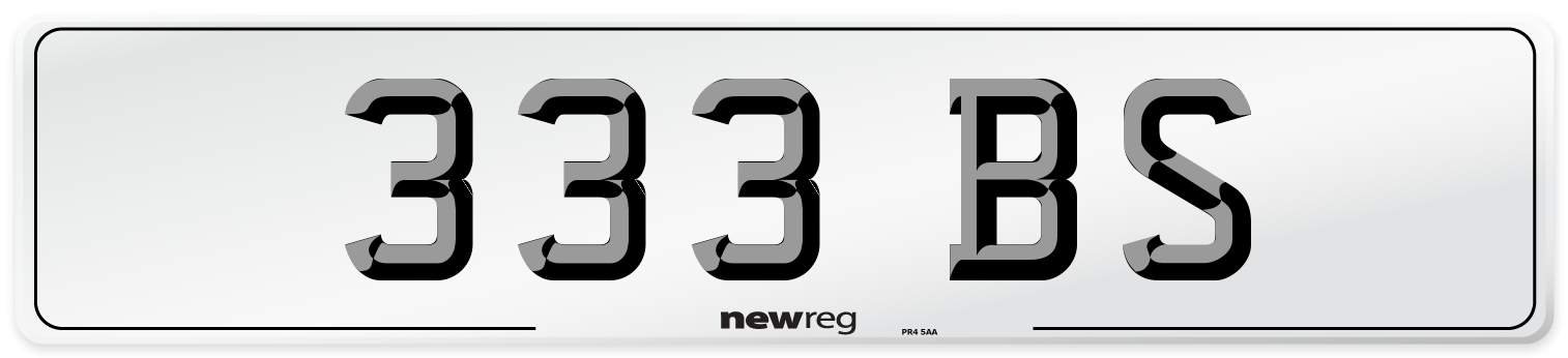 333 BS Front Number Plate