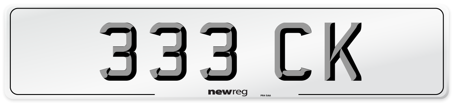 333 CK Front Number Plate