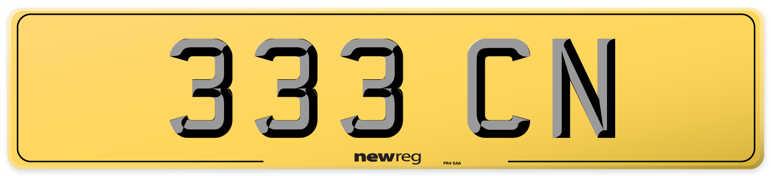333 CN Rear Number Plate
