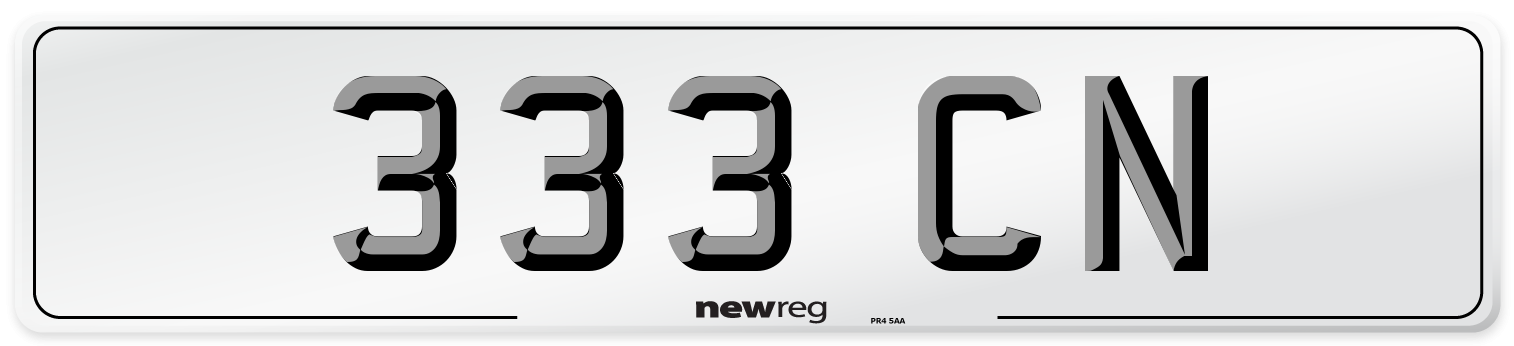 333 CN Front Number Plate
