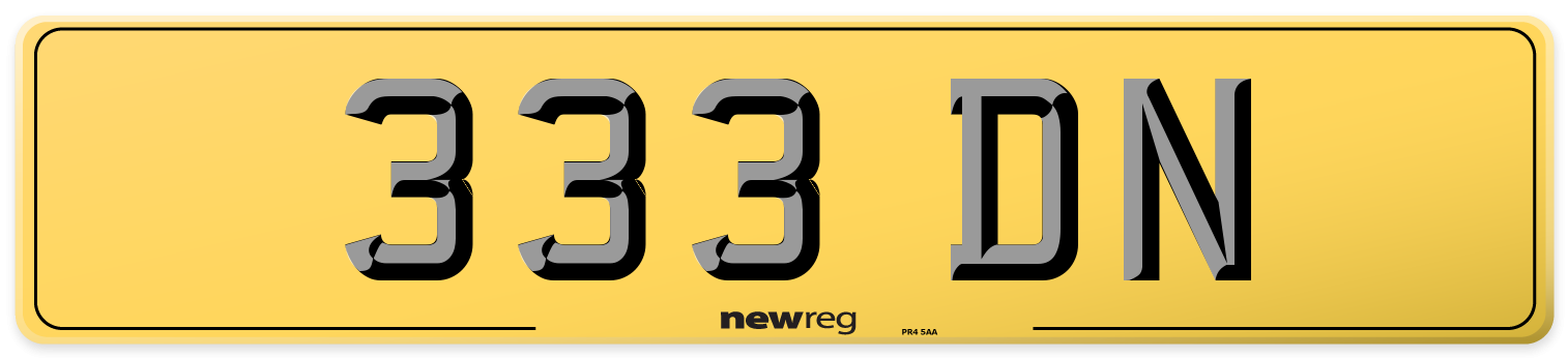 333 DN Rear Number Plate