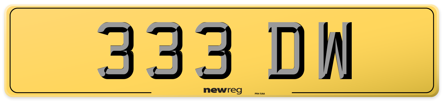 333 DW Rear Number Plate
